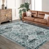 Fulvari Vintage Area Rug for Living Room, Non Slip Machine Washable Distressed Floor Carpet, Low Pile Traditional Floral Print Rug - 2 of 4