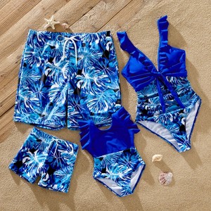 PATPAT Family Matching Swimwear Floral Print Ruffled One Piece Swim Trunks Shorts - 1 of 4