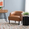 Linon Brixham Faux Leather Black Taper Legs Midcentury Modern Accent Chair Caramel: Rubberwood Frame, Foam Cushion - 2 of 4