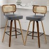 Bekrvio 26"/29" Mid-Century Modern Swivel Bar Stools Set of 1/2/3/4- Faux Leather Upholstered with Back and Bent Wood Legs,Ideal for Kitchen Island - 2 of 4