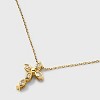 14K Gold Dipped Cubic Zirconia Cross Pendant Necklace - Gold - 4 of 4