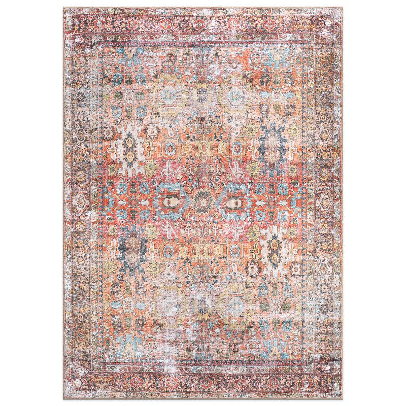 World Rug Gallery Transitional Distressed Machine Washable Non Slip Area Rug, 1 of 11
