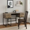 Royal Hampton Wooden Desk with 4 Drawers and Tubular Metal Support, Brown and Black - 2 of 3