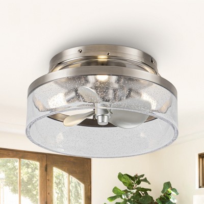 Parrot Uncle 13.2" Satin Nickel LED 3-Blade Fandelier with Light and Remote