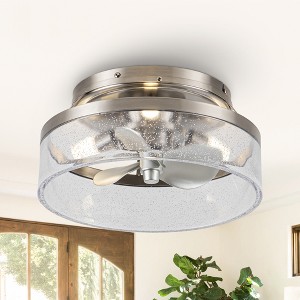 Parrot Uncle 13.2" Satin Nickel LED 3-Blade Fandelier with Light and Remote - 1 of 4