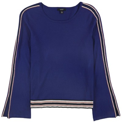 Alfani Womens Striped Bell Sleeve Pullover Sweater