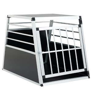 Aluminum Transport Box 35 ¡Á 25 ¡Á 27 in, Aluminum Car Transport Box Travel Transport Box for dogs and cats, Black and Silver - 1 of 4