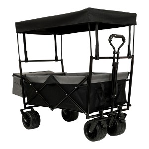 NAYSAYE Wagons Collapsible Utility Cart with Canopy and All Terrain Wheels for Outdoor Use, Black, 45.28"*22.83"*38.78" - 1 of 4