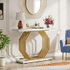 Gulches Modern Luxe Faux Marble Console Accent Sofa Table, Gold Octagon Metal Base, White Top, White, 40" - 4 of 4
