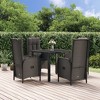 vidaXL Patio Dining Set - 5 Piece Black Poly Rattan with Cushions, Reclining Chairs & Tempered Glass Table - 2 of 4
