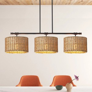 Rennnsan Fernelle 38" W 3 -Light Dimmable Bohemian Linear Kitchen Island Pendant in Black - 1 of 4
