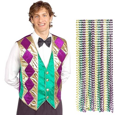 Birthday Express Mardi Gras Party Vest and Beads Kit