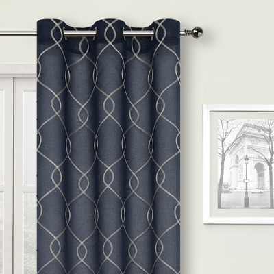 Kate Aurora 2 Piece Anael Embroidered Lattice Matte Sheer Grommet Top Curtain Panels - 84 in. Long