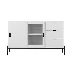 VANIRROR Modern Storage Cabinet Sideboard, Glass Sliding Door with 3 Drawers, Entryway Console Table, Kitchen Buffet Cabinet for Corridor, Entrance - 1 of 3