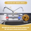 WOWOW Multi-functional Double-Handle Deck Mounted Commercial Standard Kitchen Faucet 8 in. Swivel Spout in Polished Chrome - 3 of 4