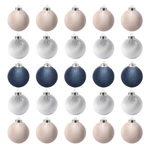 Velvet Christmas Ornaments Set of 25 - Elegant Shatterproof Holiday Balls for Tree Decorations in Green, Brown & Neutral Tones - 1 of 4