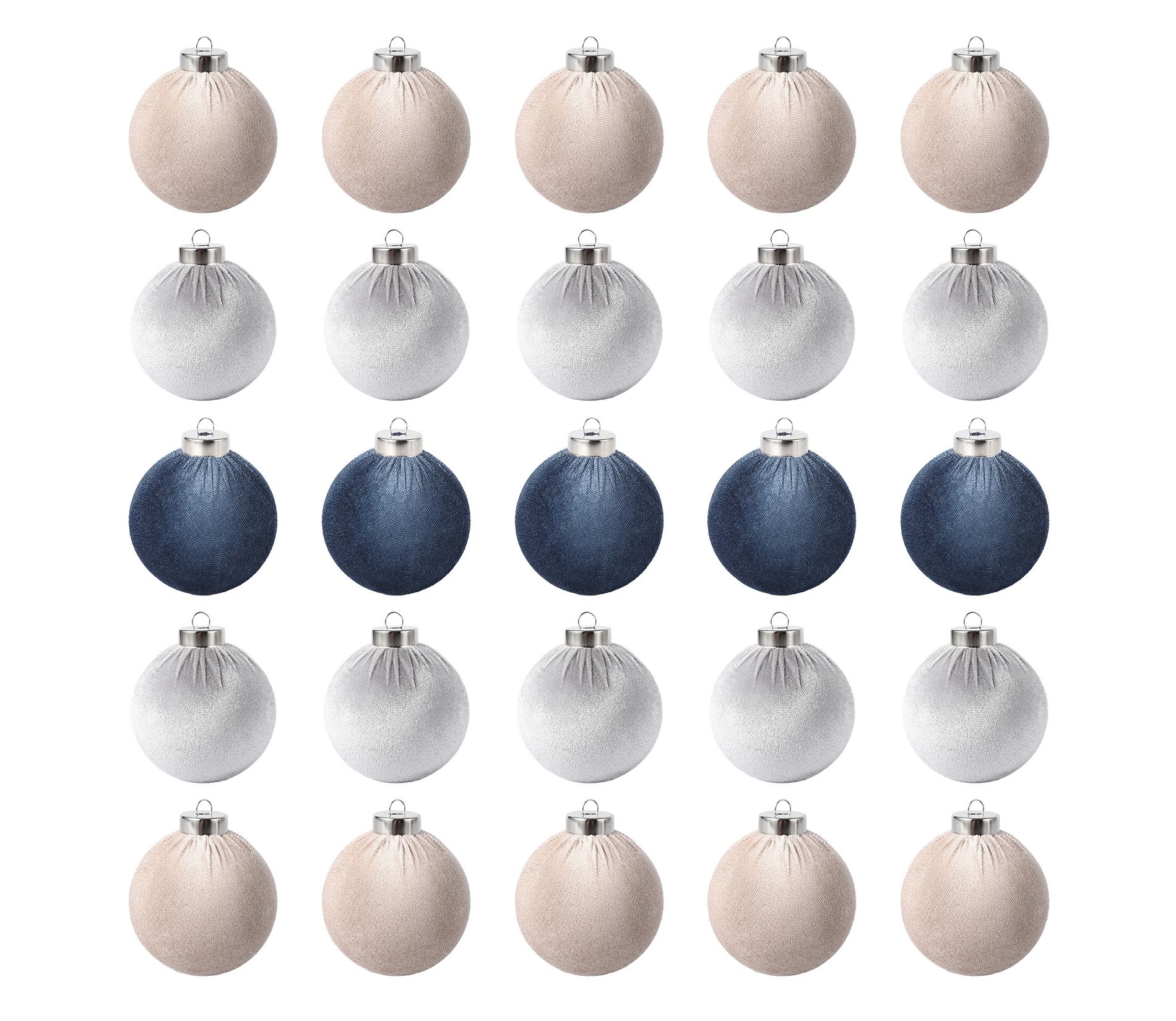 Velvet Christmas Ornaments Set of 25 - Elegant Shatterproof Holiday Balls for Tree Decorations in Green, Brown & Neutral Tones