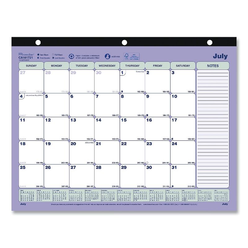 2023-2024 Brownline 11" x 8.5" Academic Monthly Desk Pad Calendar Blue/White (CA181721), 1 of 5