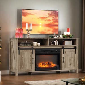 Farmhouse 59'' TV Stand For Tvs Up To 70'' With Electric Fireplace and 2-Door - 1 of 4
