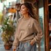 Dalix Heartly Ghost Embroidery Relaxed Crewneck Sweatshirt Soft Fleece Fit Lounge Womens - 4 of 4