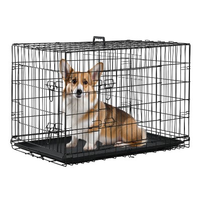 FDW Dog Crates for Large Dogs Folding Mental Wire Crates Dog Kennels Pet Dog Cage Crate with Double-Door Removable Tray and Handle