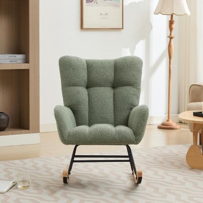 NicBex Accent Chair Modern Rocking Chair with Solid Wood Legs Upholstered Glider Rocking Chair with High Backrest for Living Room, Bedroom