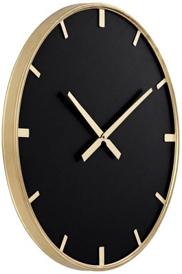 Canterbury 23.5" Gold and Glossy Black Round Wall Clock