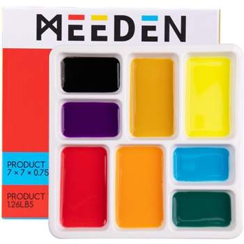 MEEDEN 8-Well Ceramic Artist Paint Palette, Square Watercolor Palette, White Ceramic Mixing Tray for Gouache Painting, Oil Painting, 7" 7" 0.9"