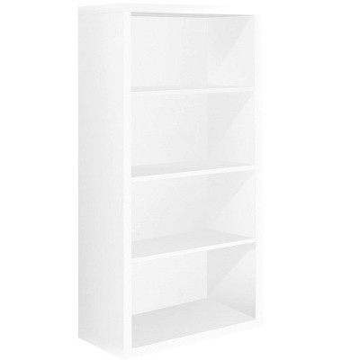 Bookshelf, Bookcase, Etagere, 5 Tier, 48"h, Office, Bedroom, White Laminate, Contemporary, Modern