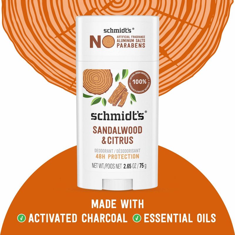 Schmidt&#39;s Sandalwood &#38; Citrus Aluminum-Free Natural Deodorant Stick - 2.65oz, 6 of 13