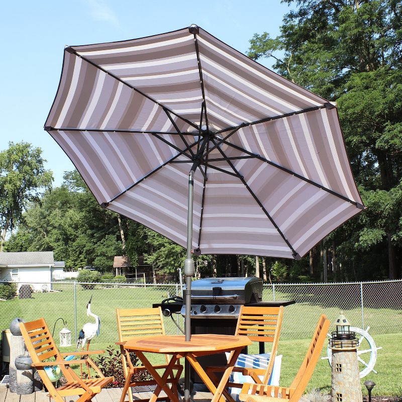 Sunnydaze Outdoor Aluminum Patio Umbrella with Solar LED Lights, Tilt, and Crank - 9', 6 of 18