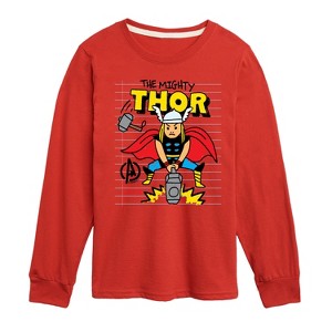 Boys' - Marvel - Thor Doodle Long Sleeve Graphic T-Shirt - 1 of 4