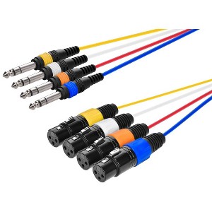 Monoprice 4-Channel TRS Male to XLR Female Snake 25AWG Cable Cord - 10 Feet- Black With Slim, Molded Connector Housing - 1 of 4