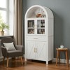 Mshliw 71" Farmhouse Arched Kitchen Pantry Cabinet with Glass Barn Door, Adjustable Shelves & Storage Racks for Kitchen, Bathroom, Office & Entryway - 2 of 4