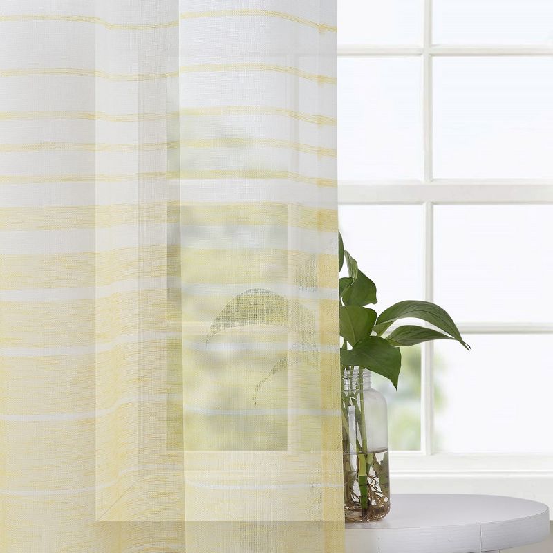 Ombre Yarn-Dyed Stripe Voile Sheer Grommet Window Curtain Panels, 4 of 7