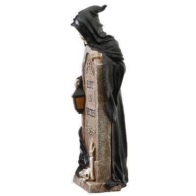 16" Black and Brown Resin Grim Reaper Skeleton Figurine