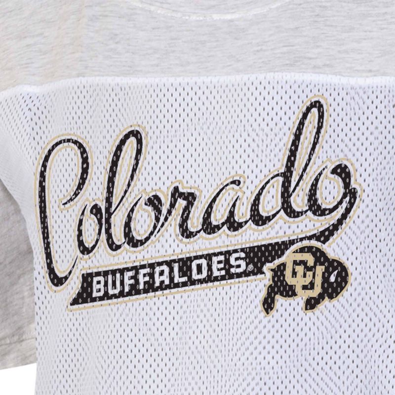 NCAA Colorado Buffaloes Women&#39;s White Mesh Yoke T-Shirt, 3 of 4