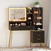 Makeup Vanity Desk with Lights & Power Outlet – Modern Fluted Vanity with 30" Lighted Mirror, 5 Drawers & Storage Shelf, Dressing Table - 2 of 4