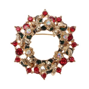 Unique Bargains Christmas Brooches CZ0477-1 Alloy Dripping Wax Green 1 Pc - 1 of 4