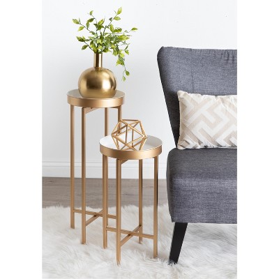 Celia Glamorous Gold and White Foldable Side Table Set