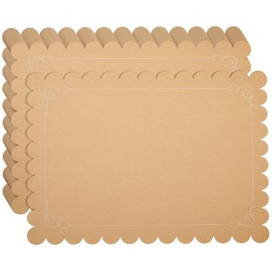 Juvale 100 Pack Disposable Scalloped Kraft Paper Placemats for Dining Table, Wedding, Party (Brown, 10x14 In) - 1 of 4
