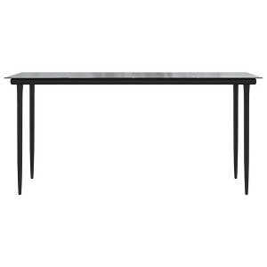 vidaXL Garden Dining Table Black Powder-coated steel, glass - 1 of 4