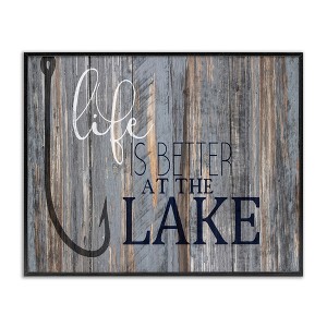Stupell Industries Life's Better at Lake Phrase Framed Giclee Art, Black, 20" x 16" - 1 of 4