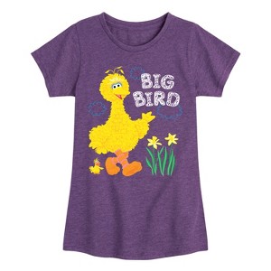 Girls' - Sesame Street - Big Bird Daffodils Fitted Short Sleeve Graphic T-Shirt - 1 of 4