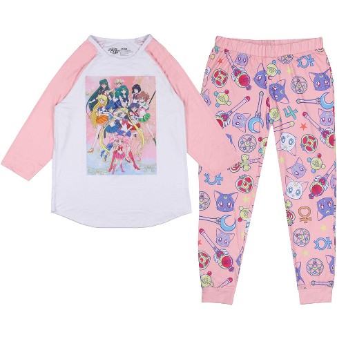 Vernederen pit Likken Sailor Moon Merch Women's Character Poster Raglan Jogger Pajama Set (2xl)  Pink : Target