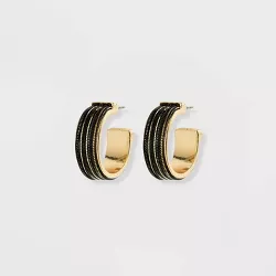 SUGARFIX by BaubleBar Textured Hoop Chain Statement Earrings - Black