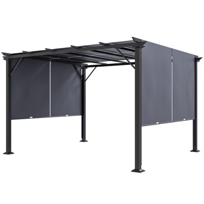Gray Steel 11.8' x 10' Retractable Pergola Canopy