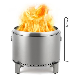 20.5" Smokeless Fire Pit with Air Switch, Wood Burning Portable Stainless Steel Outdoor Firepit with Removable Stand and Ash Pan - 1 of 4