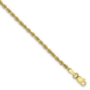 Black Bow Jewelry 2.25mm 10k Yellow Gold D/C Quadruple Rope Chain Anklet - 1 of 4