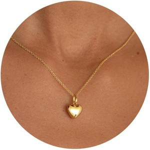 Dainty 14K Gold Plated Heart Choker: Simple Small Pendant Necklace for Women, Trendy Luxury Gift - 1 of 4